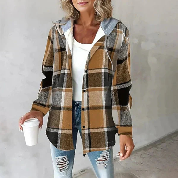 Maddie | Women Checkered Hoodie Jacket | Timeless Fit