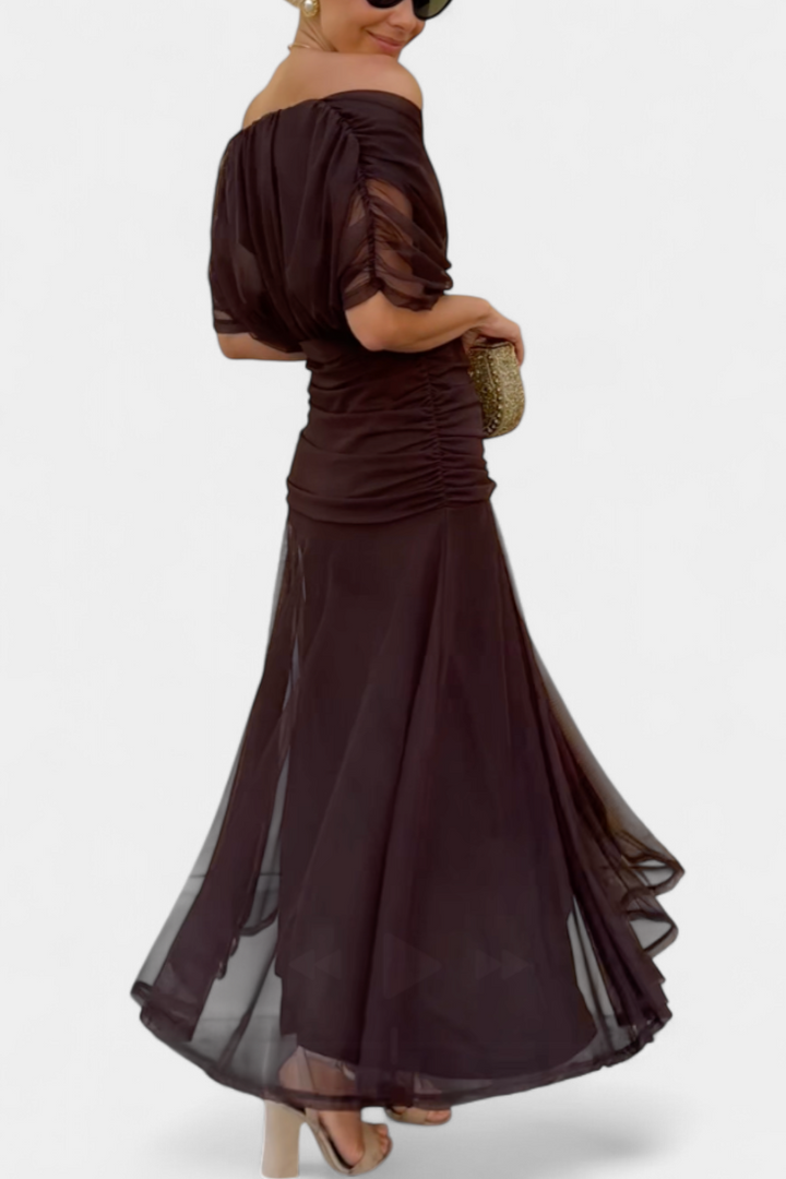 Laluna | Long Dress with Floral Print and V-Neckline