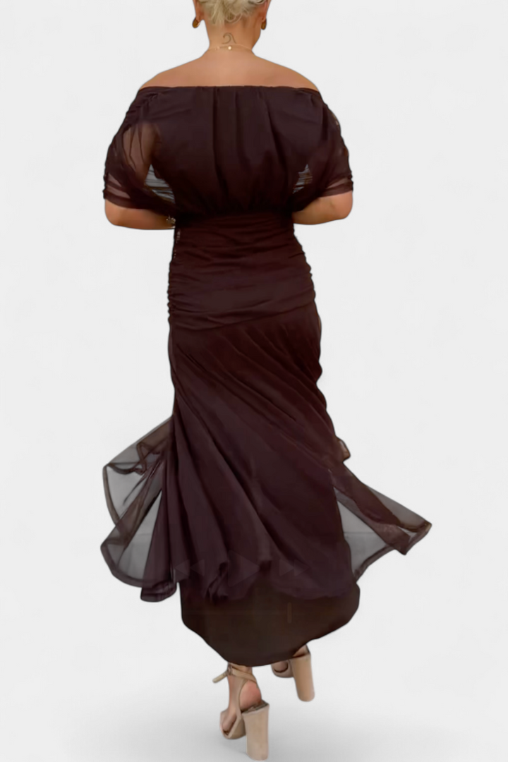 Laluna | Long Dress with Floral Print and V-Neckline
