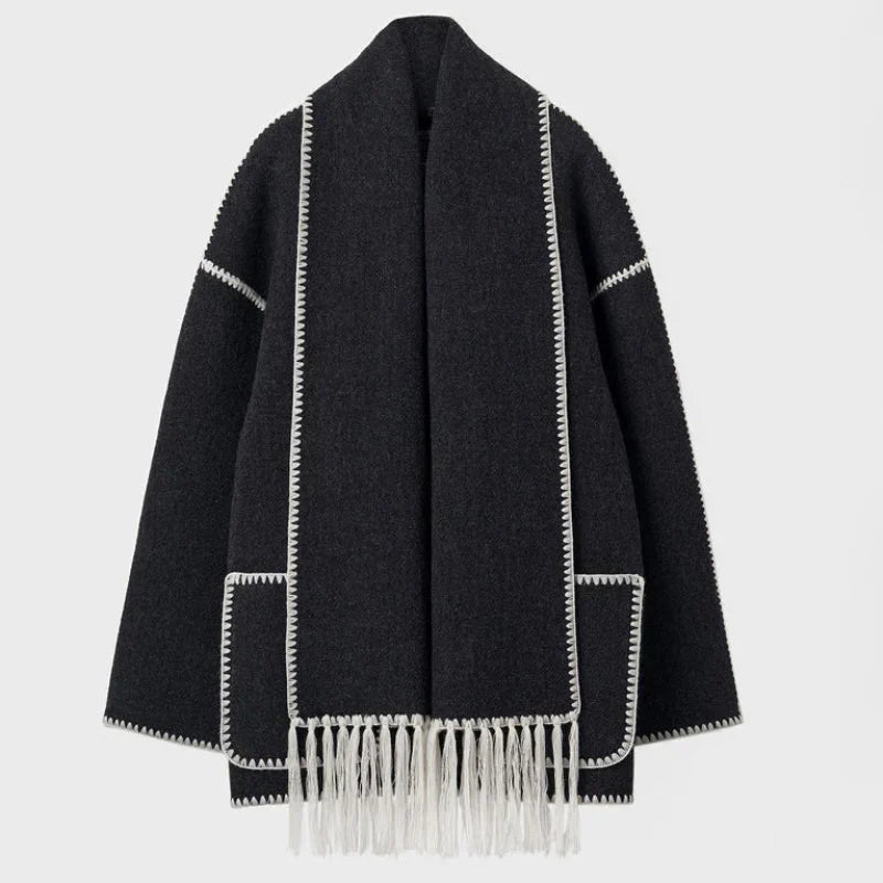 Demi - Woollen coat with scarf
